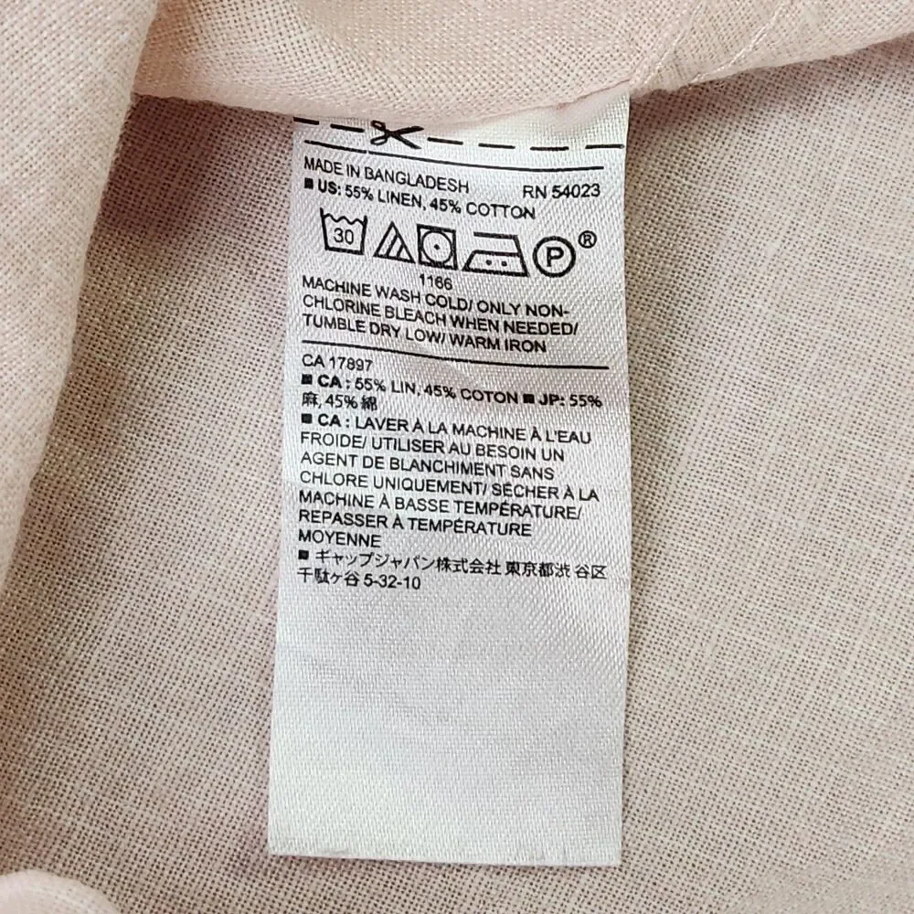 Banana Republic Slim Fit‎ Linen Blend Button Up Shirt Men's M Pink Short Sleeve
